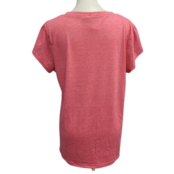 Hand Printed Upcycled Womens Large Live Love Serve V Neck Tee Shirt - Picture 4 of 5